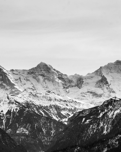 Snow-covered mountain peaks.